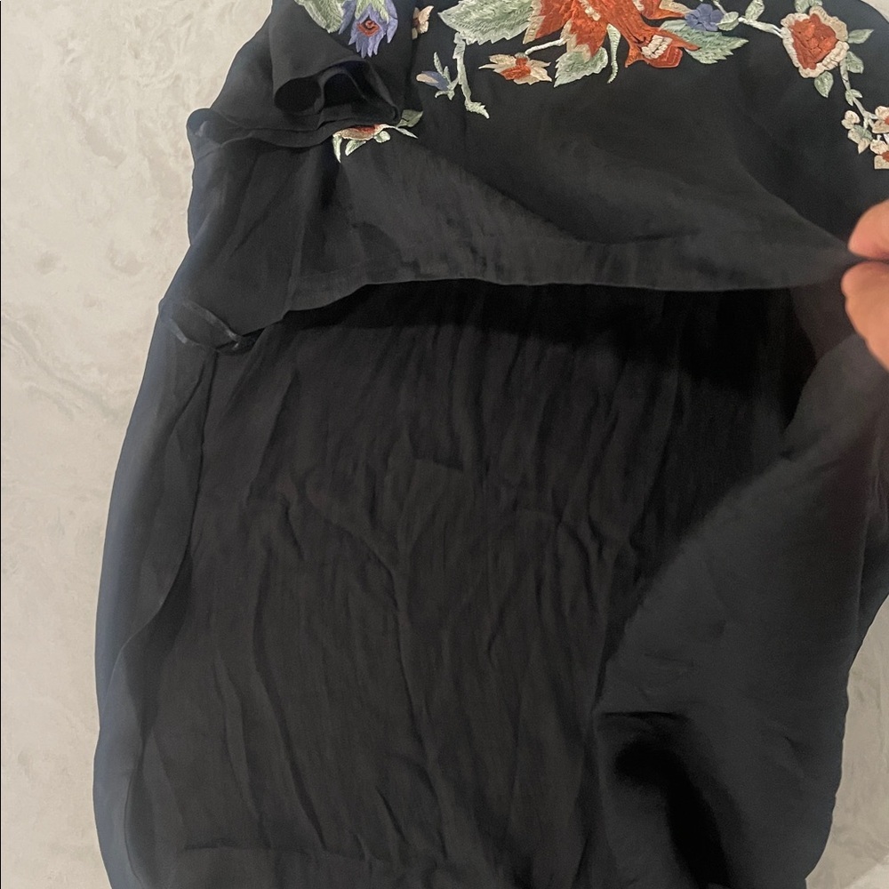 Free People embroidered one shoulder asymmetrical floral sheer beach top small - Picture 9 of 17